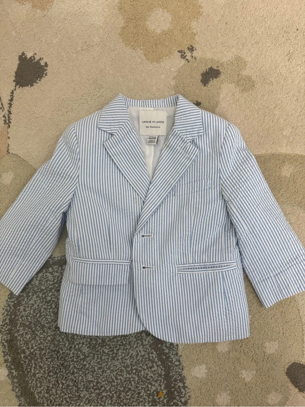 Janie and Jack Light Blue and White Striped Boys' Seersucker Blazer